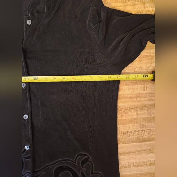 CHICOS Travelers Women’s Black Button Down Embroidered Jacket, Black, 2 - Picture 9 of 11